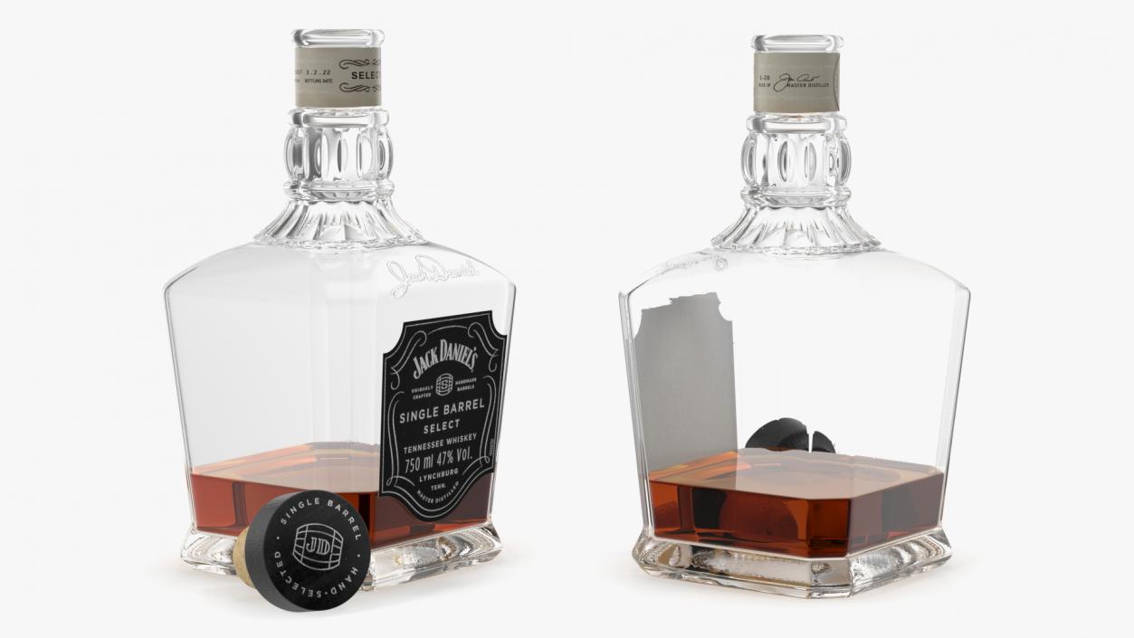 Open Bottle of Jack Daniels Dark 3D