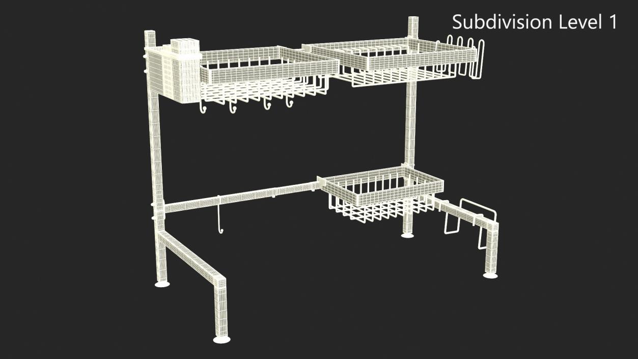 Empty Over Sink Dish Drying Metal Rack Black 3D model