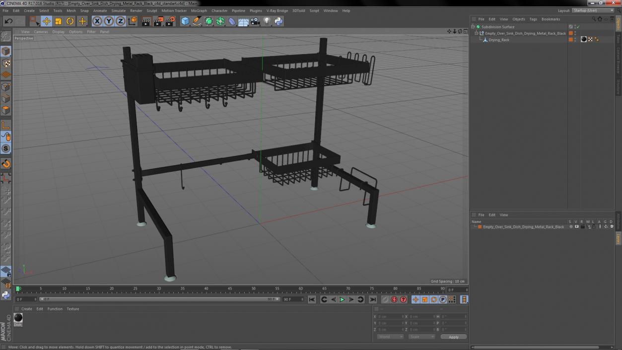 Empty Over Sink Dish Drying Metal Rack Black 3D model