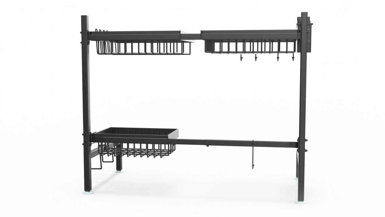 Empty Over Sink Dish Drying Metal Rack Black 3D model