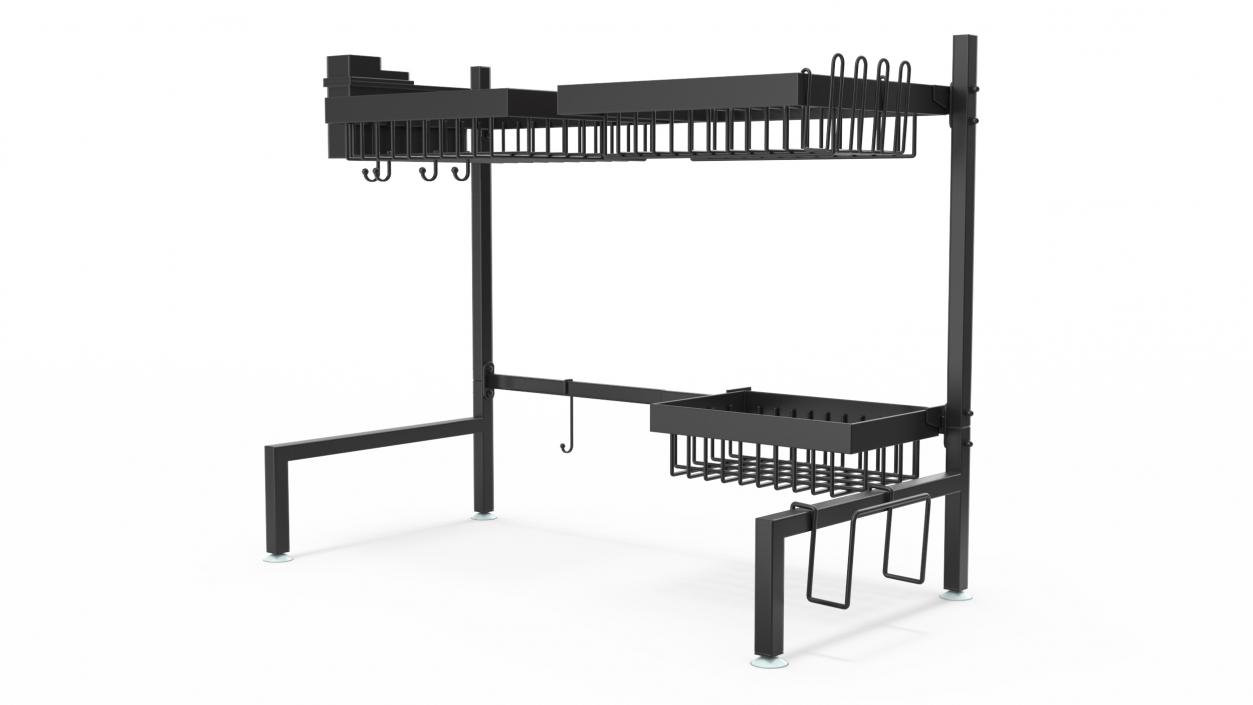 Empty Over Sink Dish Drying Metal Rack Black 3D model