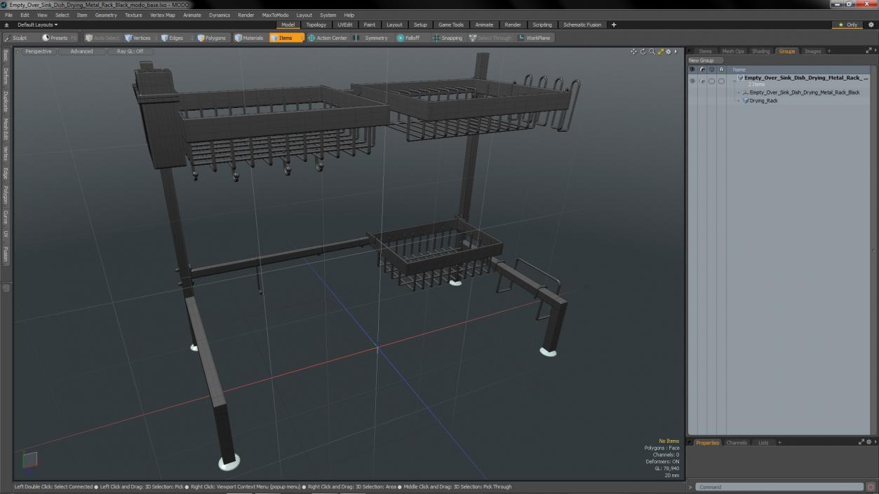 Empty Over Sink Dish Drying Metal Rack Black 3D model