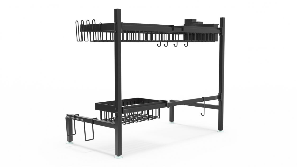 Empty Over Sink Dish Drying Metal Rack Black 3D model