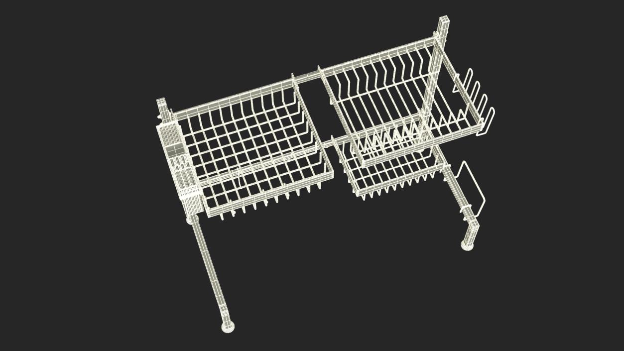 Empty Over Sink Dish Drying Metal Rack Black 3D model