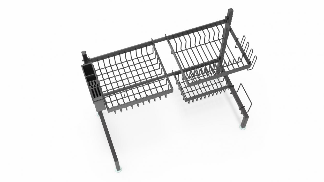 Empty Over Sink Dish Drying Metal Rack Black 3D model