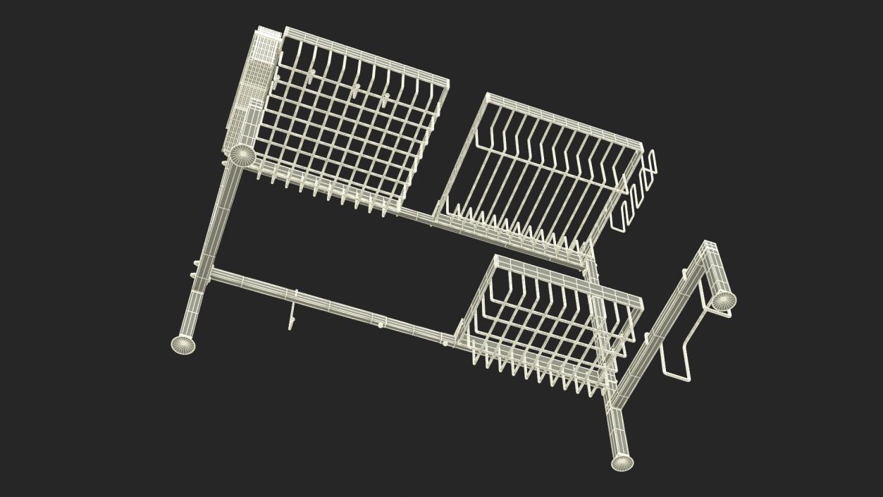 Empty Over Sink Dish Drying Metal Rack Black 3D model