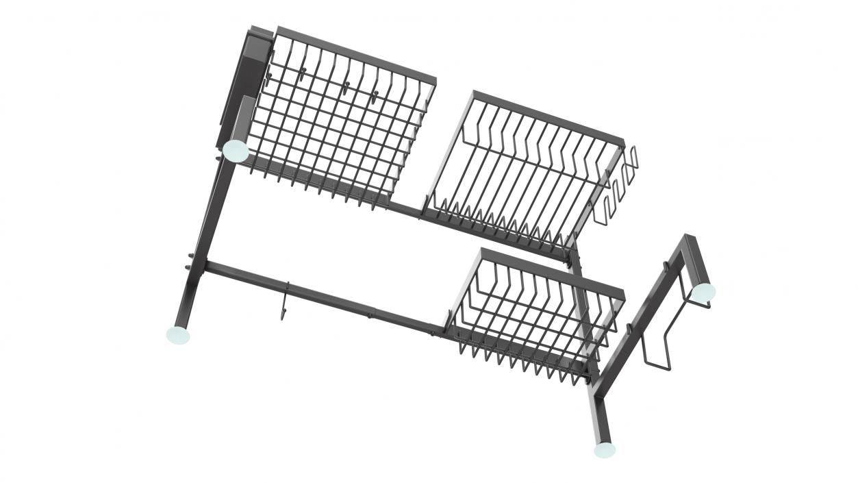 Empty Over Sink Dish Drying Metal Rack Black 3D model