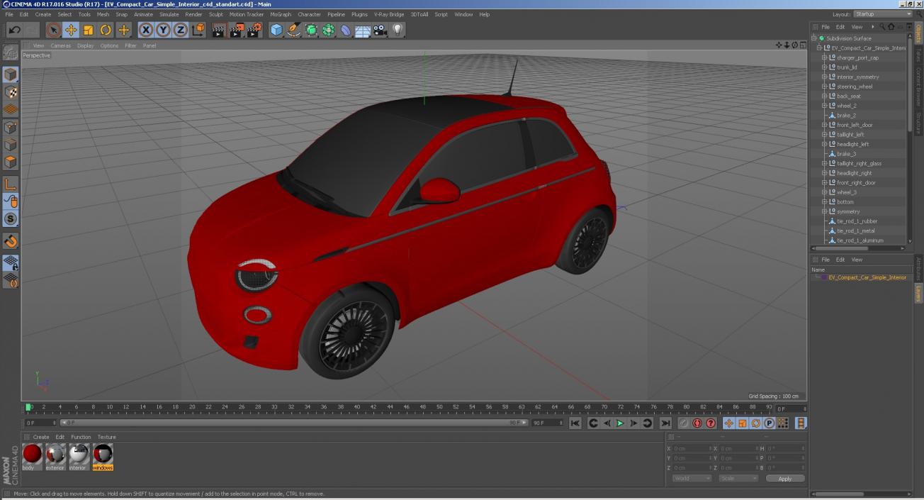 3D model EV Compact Car Simple Interior