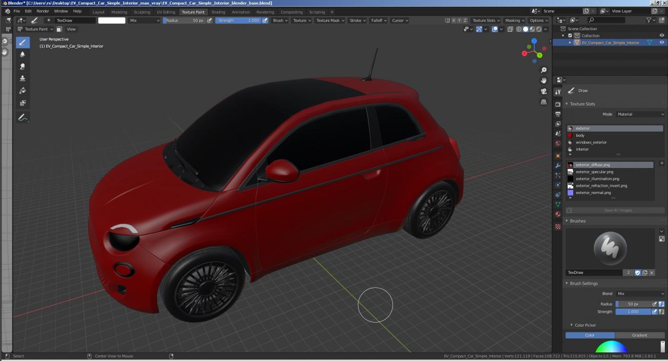 3D model EV Compact Car Simple Interior