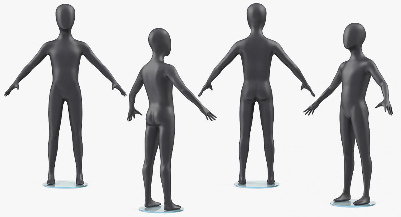 Child Mannequin Dark Rigged 3D