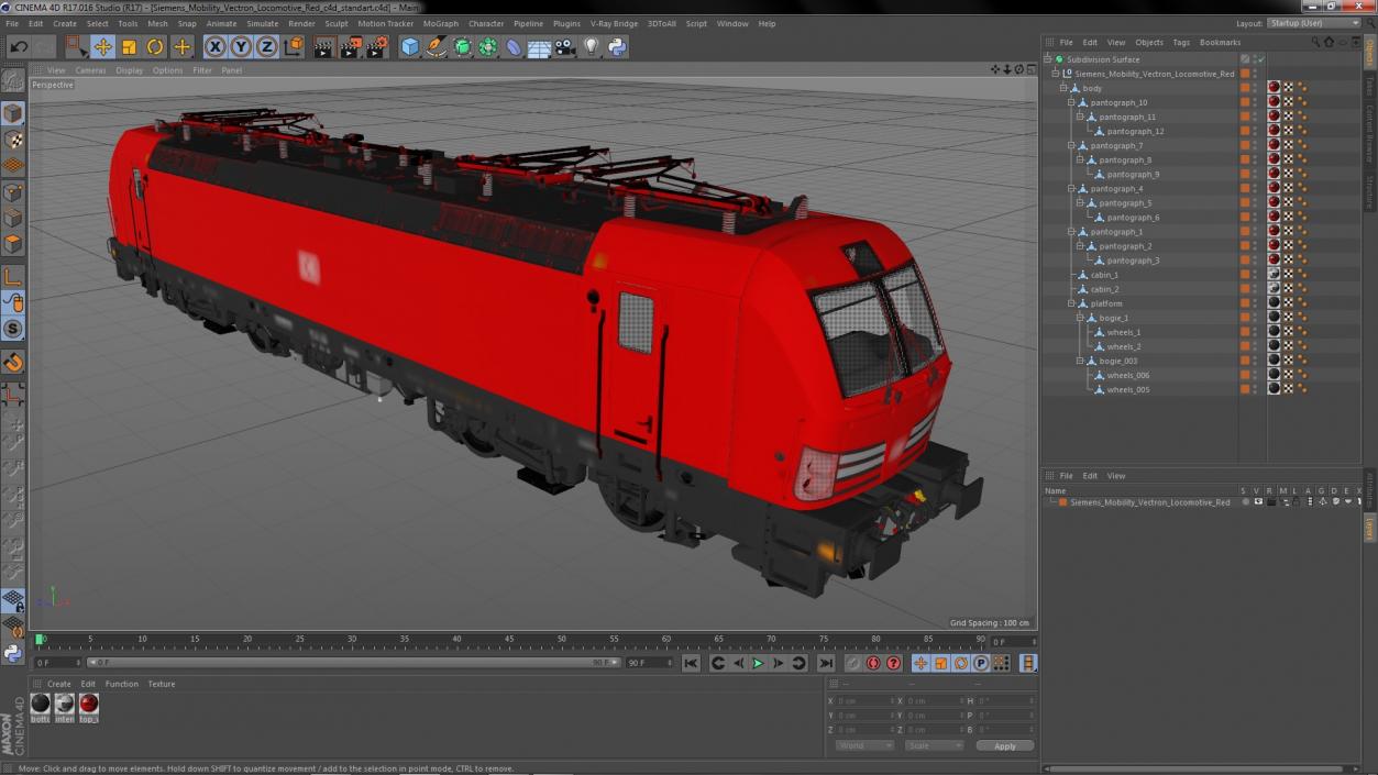 Siemens Mobility Vectron Locomotive Red 3D model