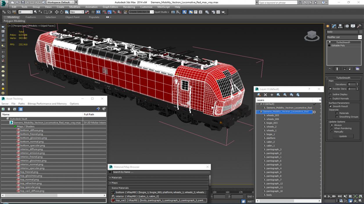 Siemens Mobility Vectron Locomotive Red 3D model