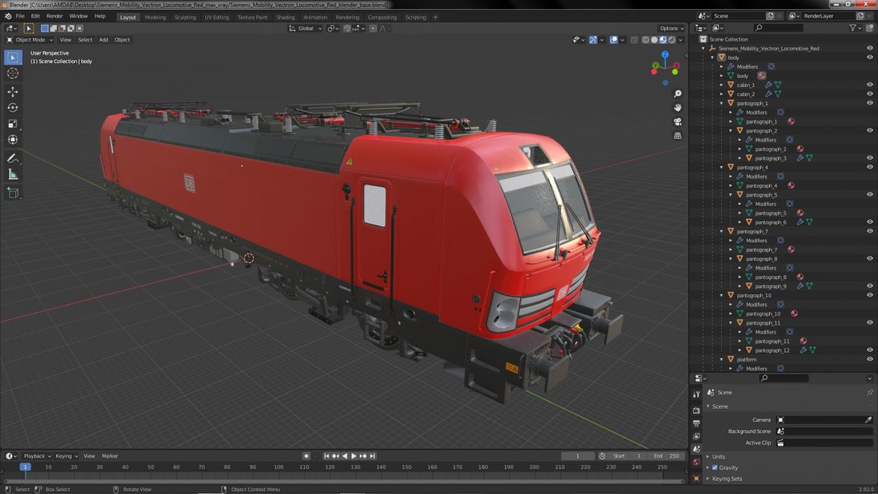 Siemens Mobility Vectron Locomotive Red 3D model