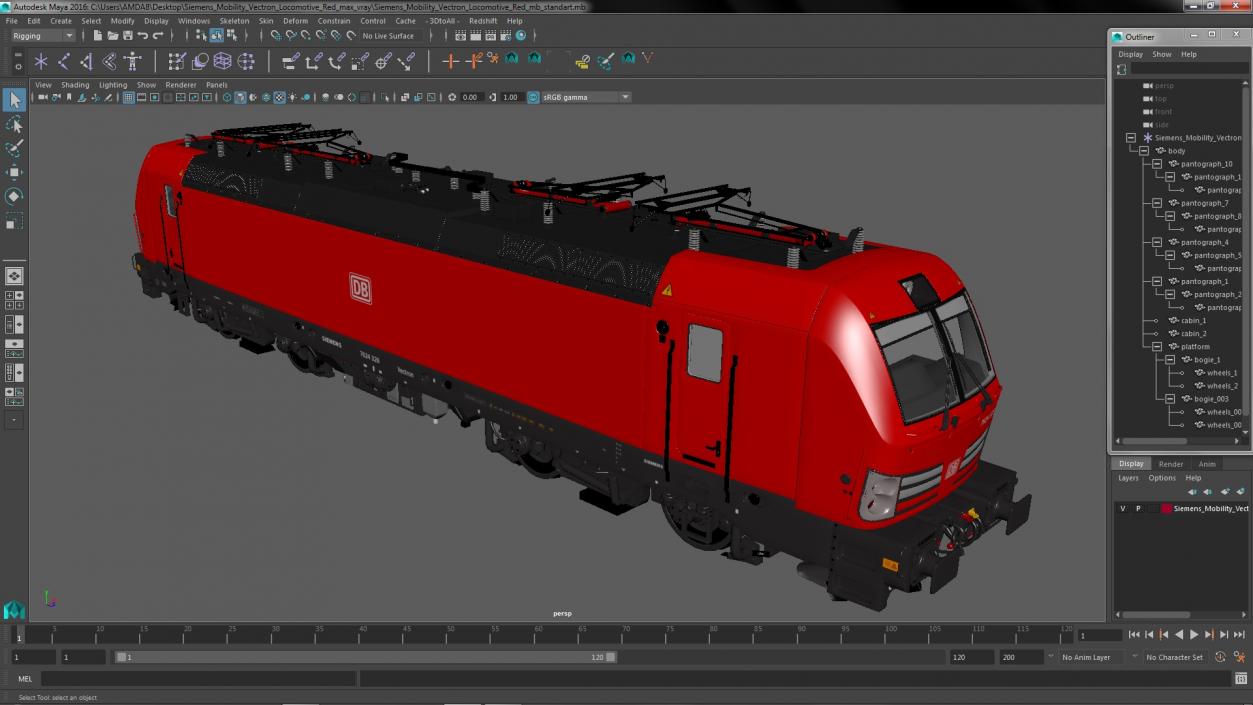 Siemens Mobility Vectron Locomotive Red 3D model