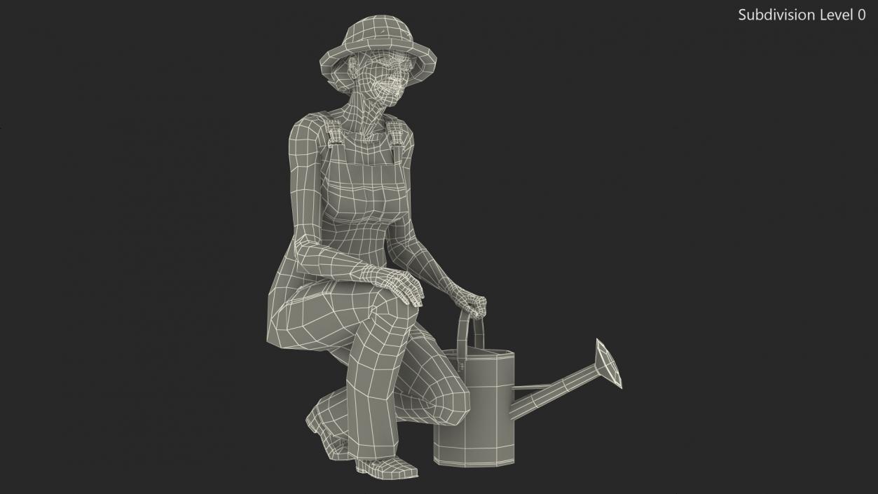 3D Old Lady Gardening model