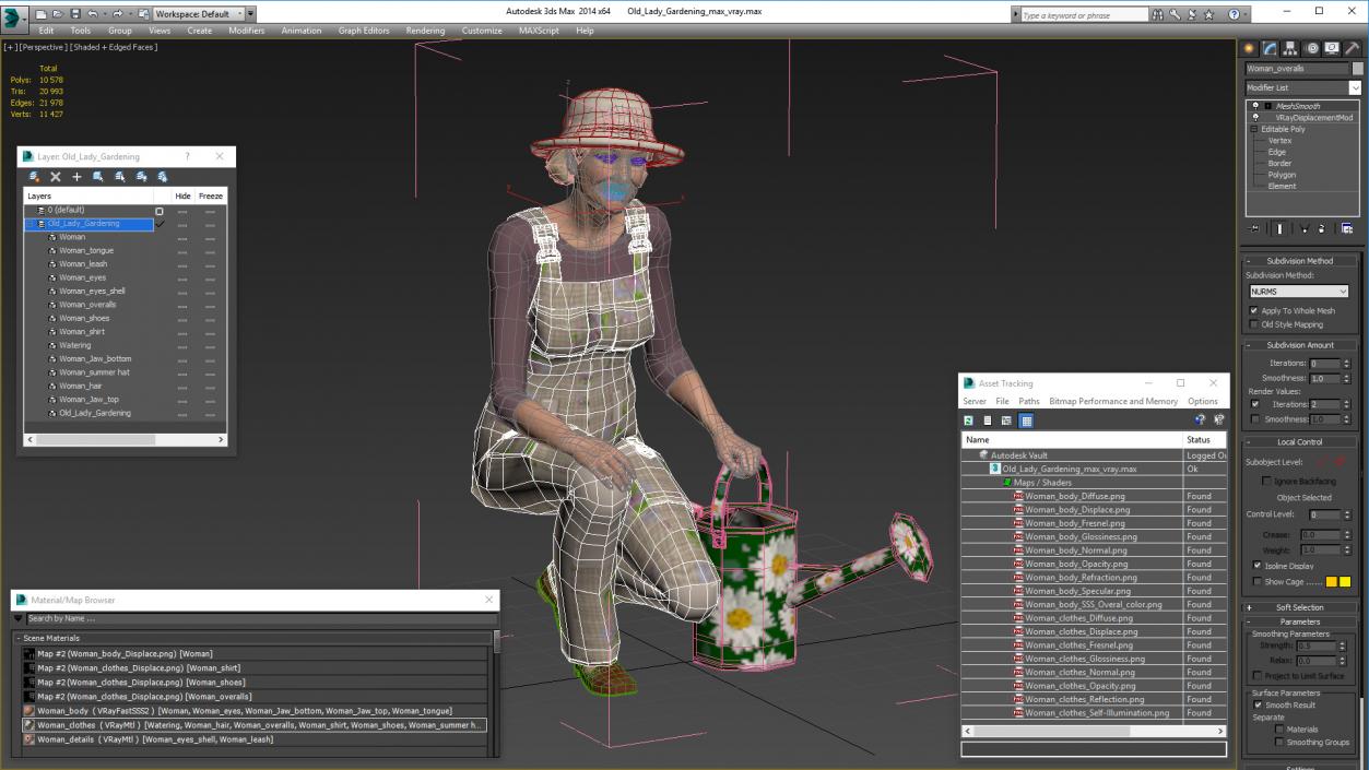 3D Old Lady Gardening model