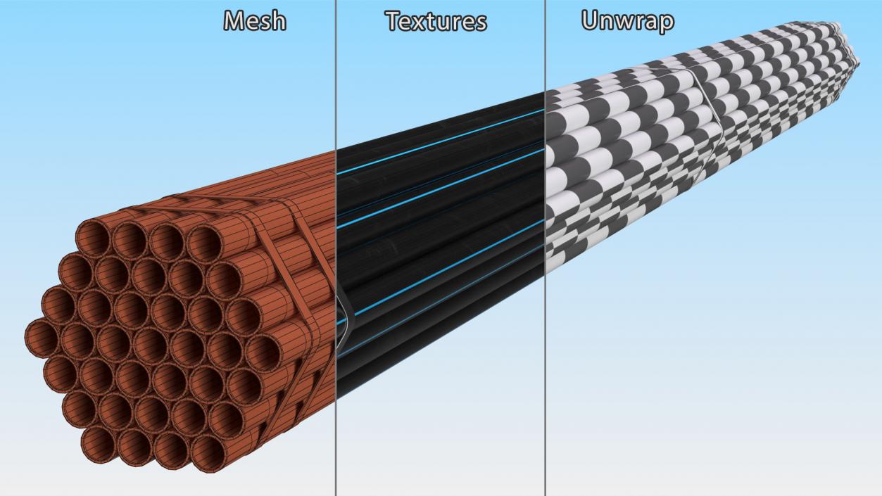 3D Plastic Pipes Bundle 6 Meters 2