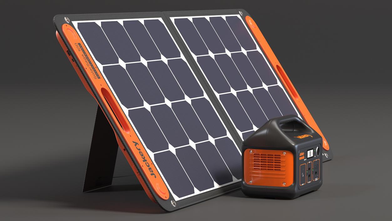 Jackery Power Station with Portable Solar Panel 3D