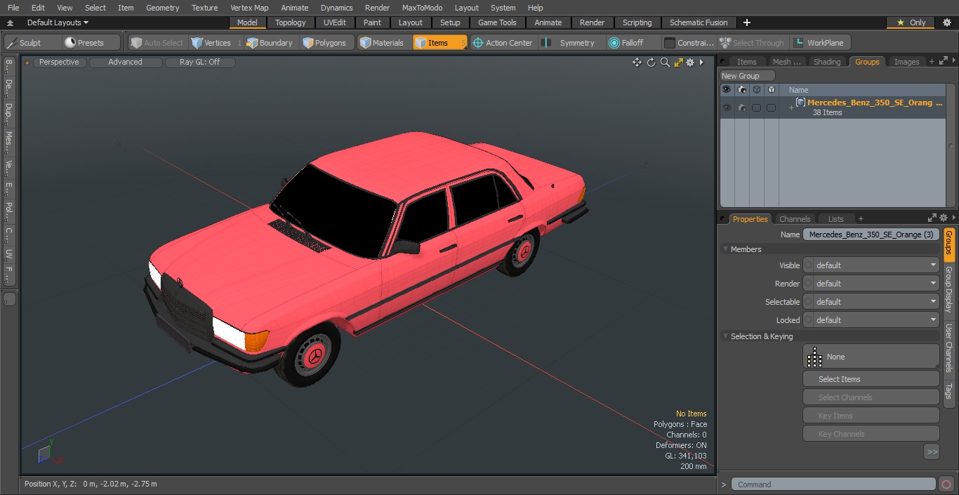 Mercedes Benz 350 SE Orange 3D