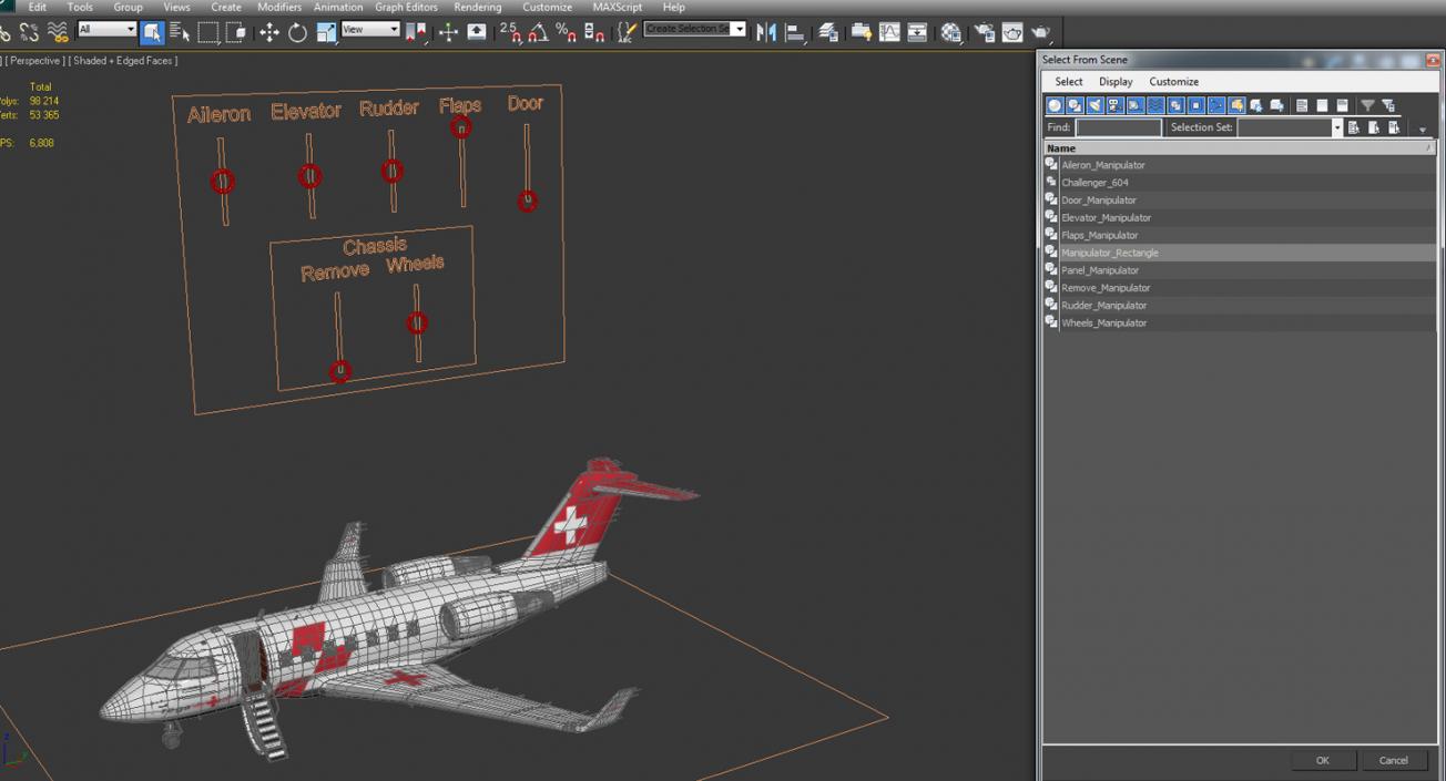 3D Swiss Air Ambulance Jet Bombardier Challenger 604 Rigged