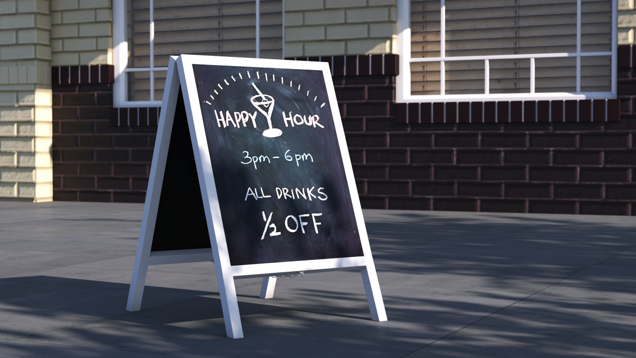 Tall Freestanding Chalkboard Sign White 3D model