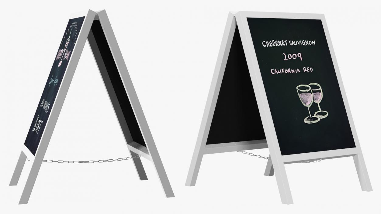 Tall Freestanding Chalkboard Sign White 3D model