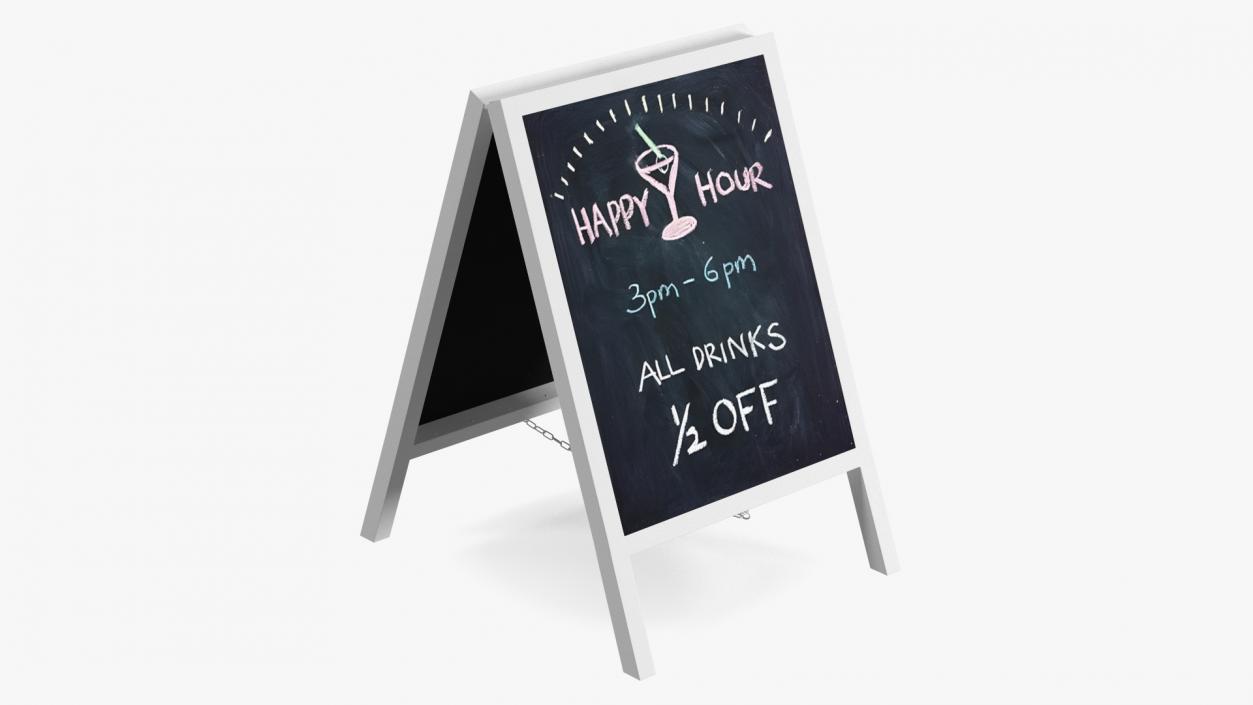 Tall Freestanding Chalkboard Sign White 3D model