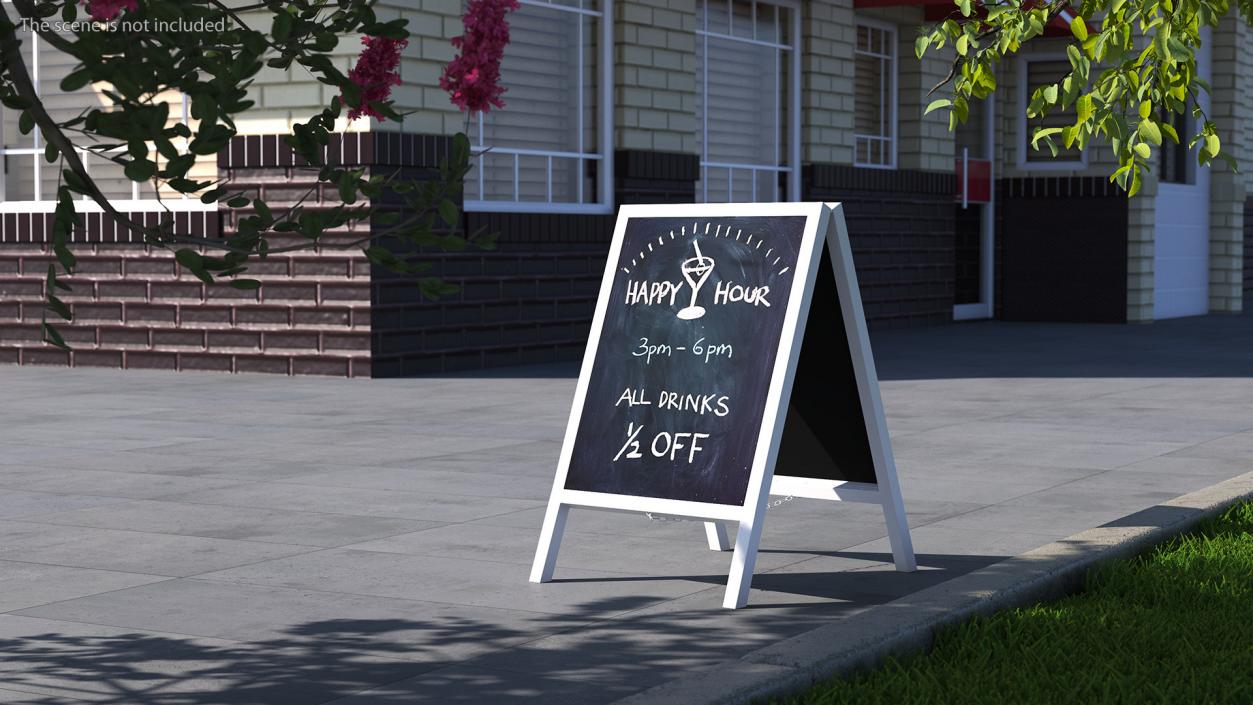 Tall Freestanding Chalkboard Sign White 3D model