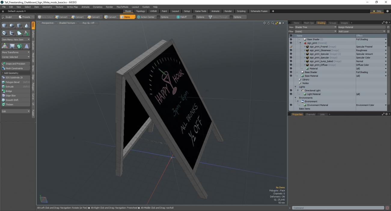 Tall Freestanding Chalkboard Sign White 3D model