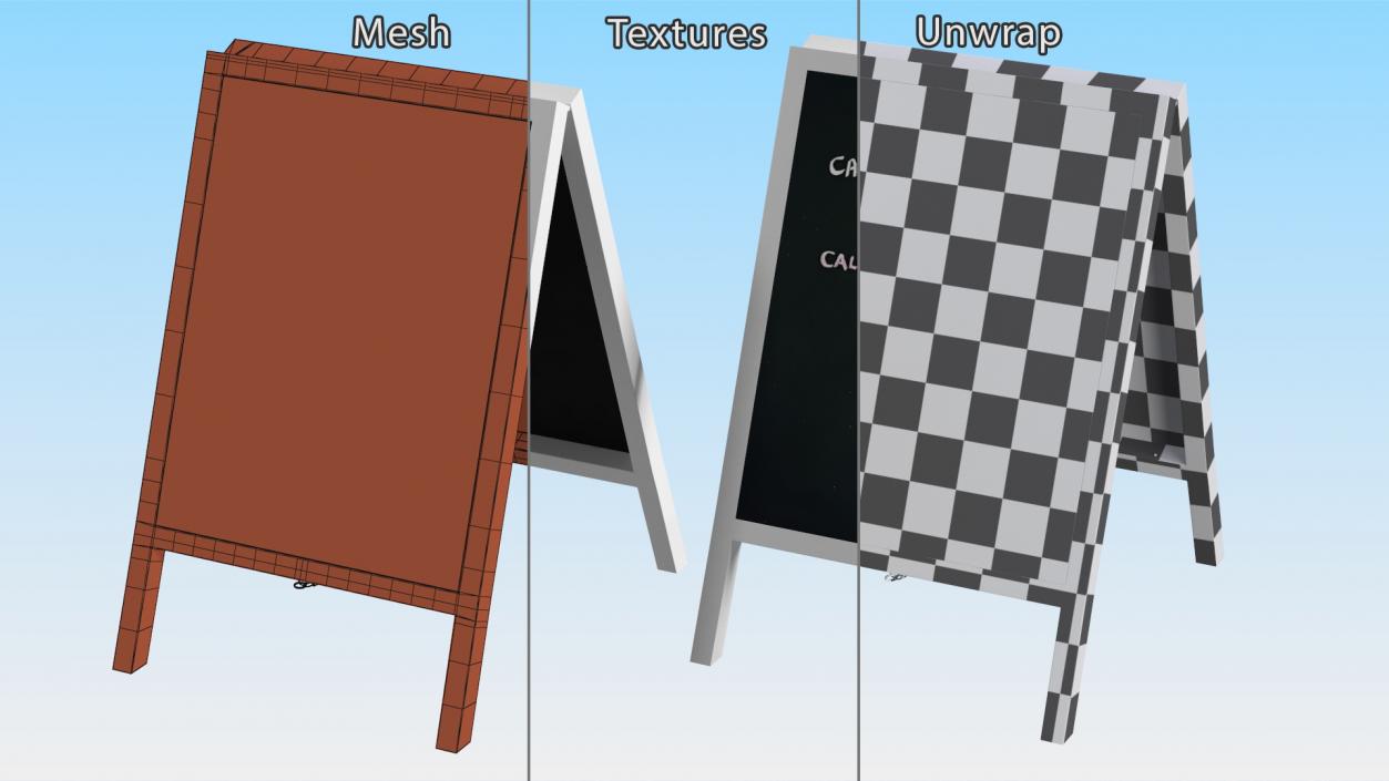 Tall Freestanding Chalkboard Sign White 3D model