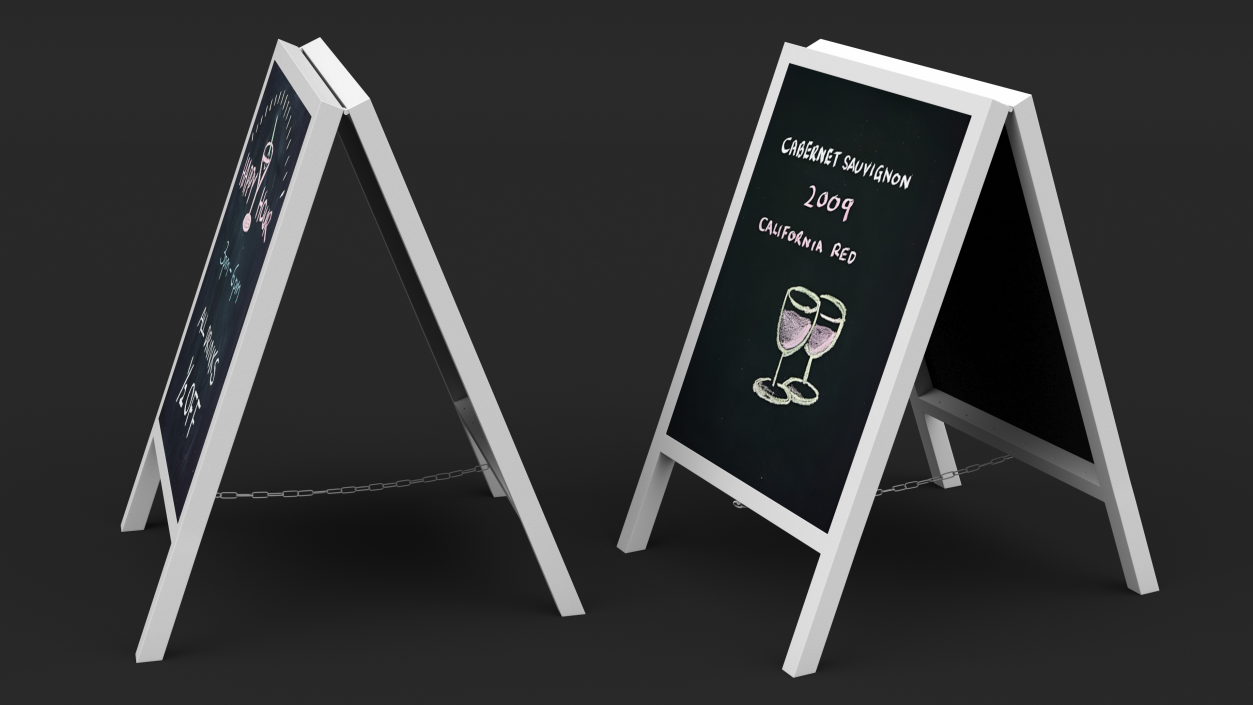 Tall Freestanding Chalkboard Sign White 3D model