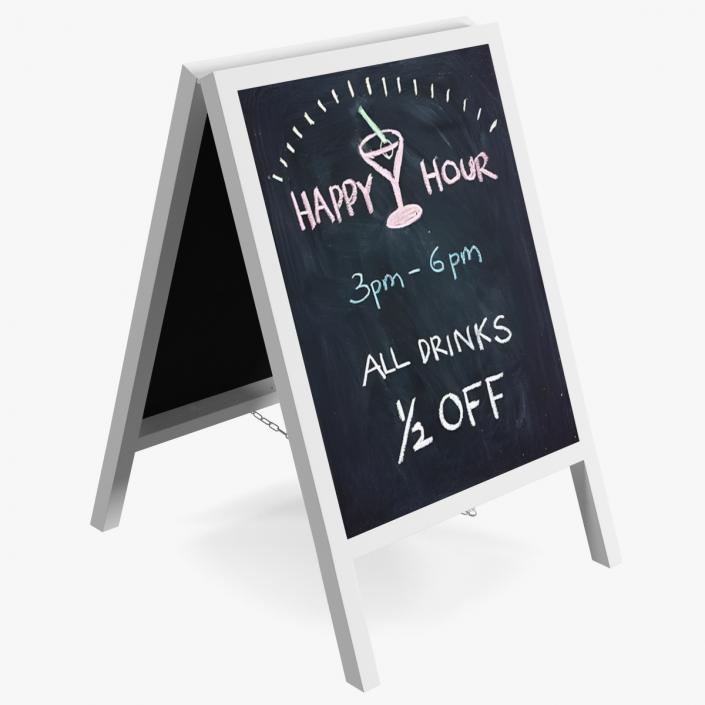 Tall Freestanding Chalkboard Sign White 3D model