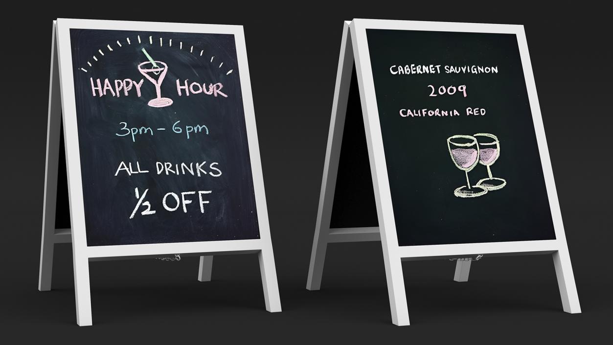 Tall Freestanding Chalkboard Sign White 3D model