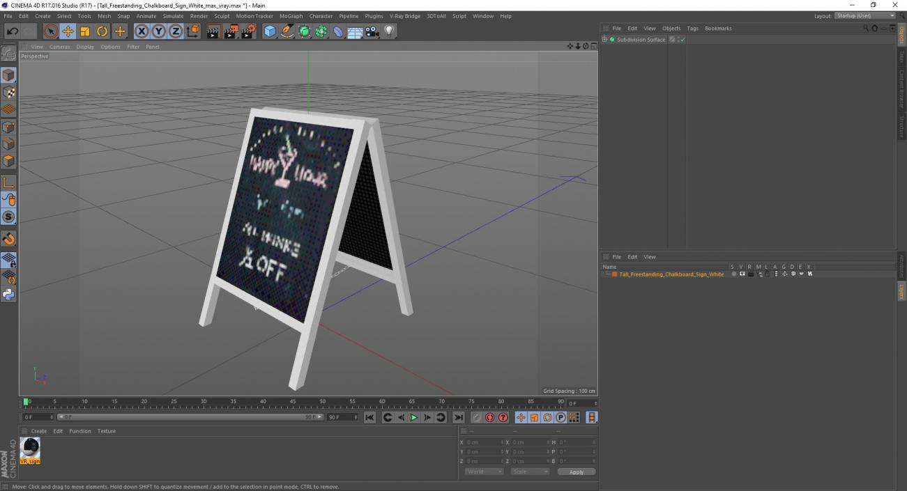 Tall Freestanding Chalkboard Sign White 3D model