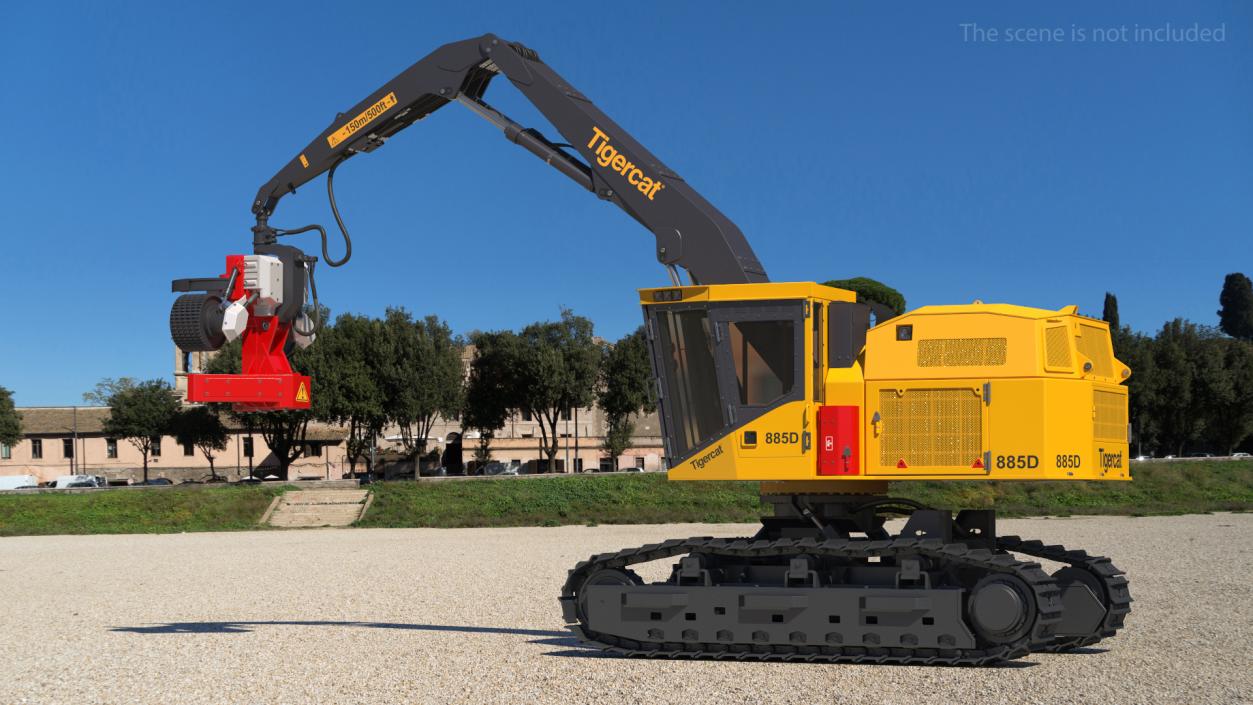 3D Tigercat 855D Tracked Harvester