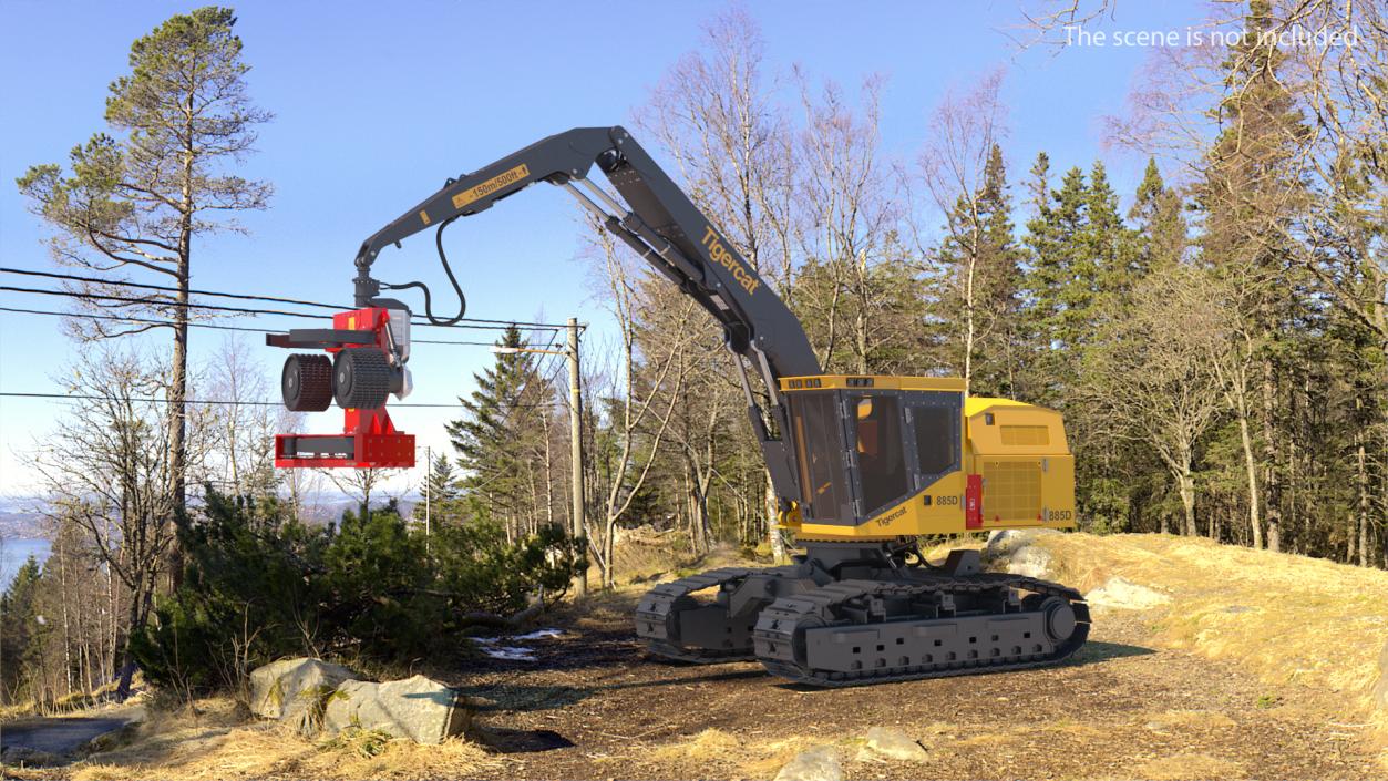 3D Tigercat 855D Tracked Harvester