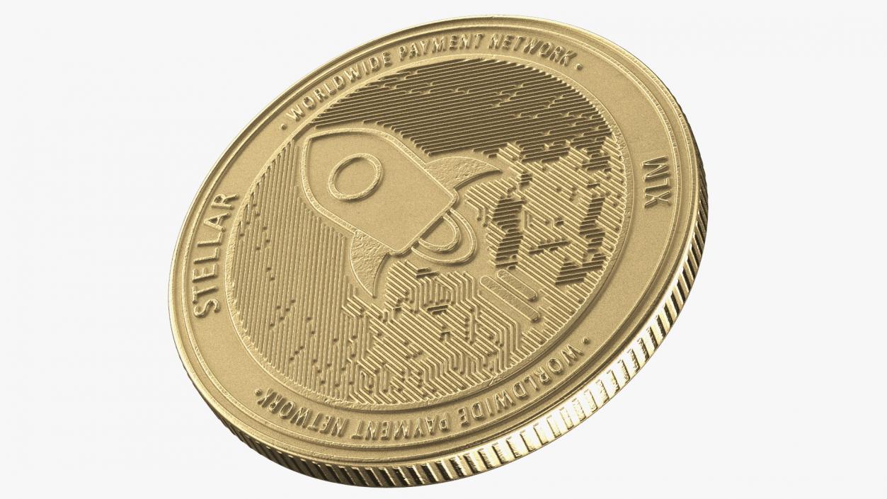 Stellar Lumens XLM Physical Coin Gold 3D