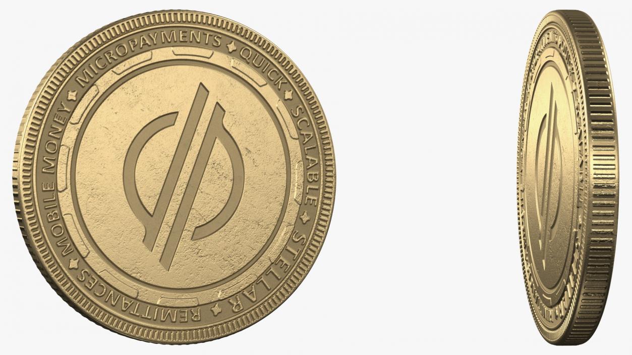 Stellar Lumens XLM Physical Coin Gold 3D