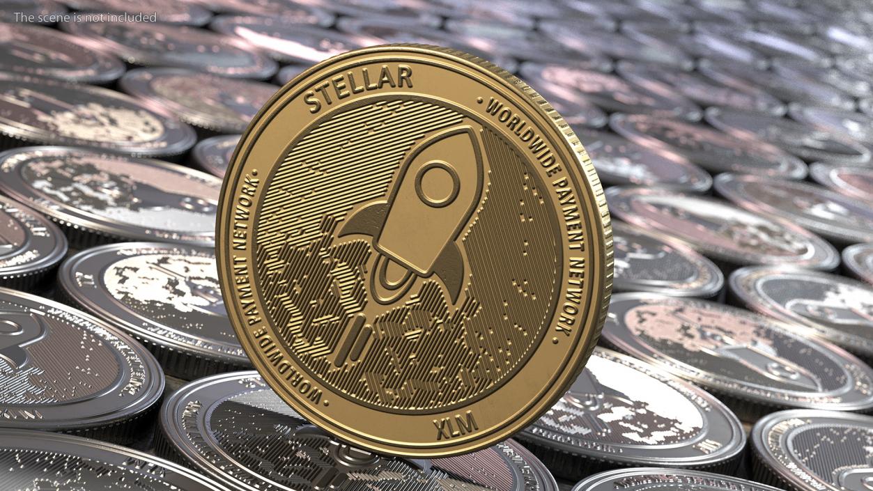 Stellar Lumens XLM Physical Coin Gold 3D