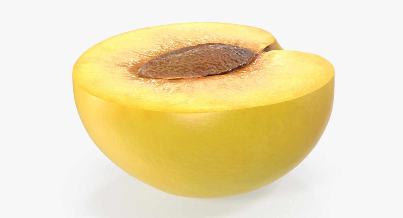 3D model Half Wet Yellow Plum With Seed