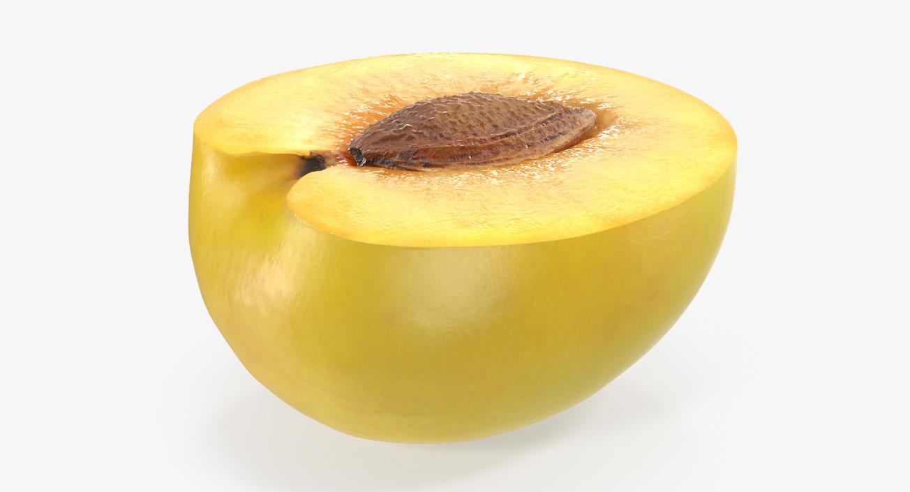 3D model Half Wet Yellow Plum With Seed