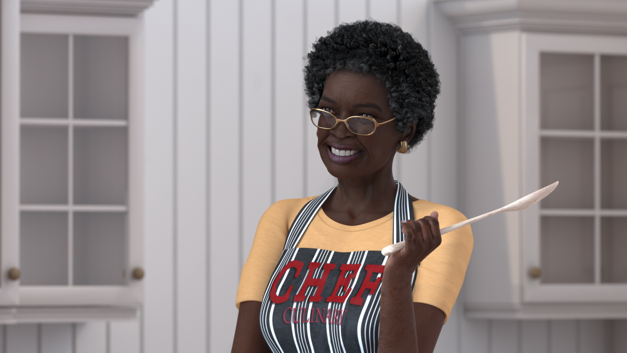 Kitchen Style Afro American Grandma Standing 3D model