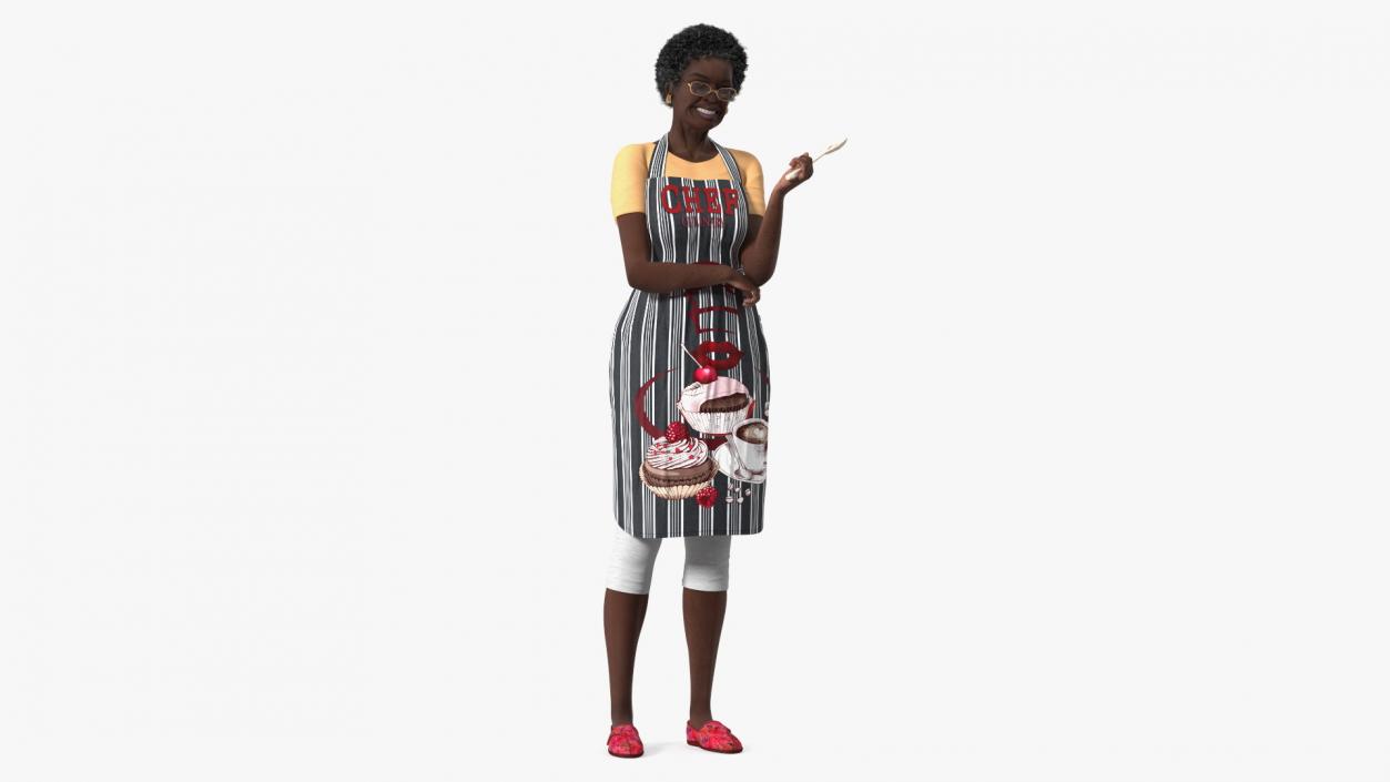 Kitchen Style Afro American Grandma Standing 3D model