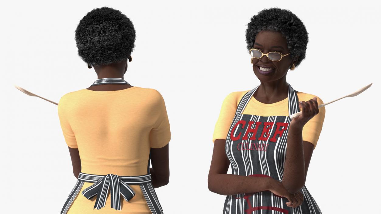 Kitchen Style Afro American Grandma Standing 3D model