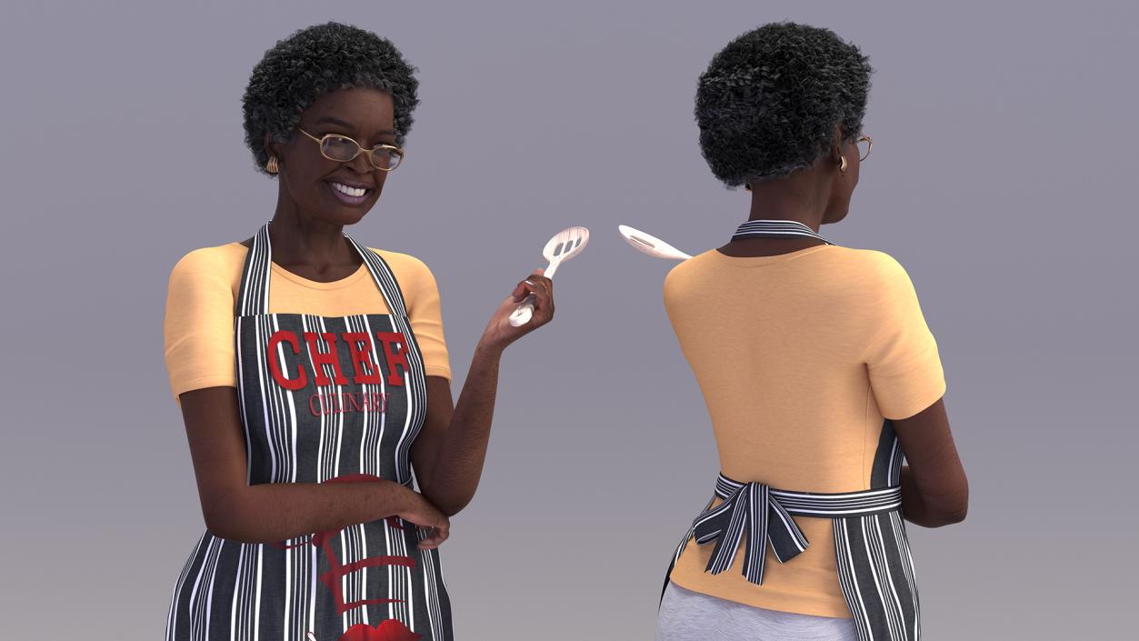 Kitchen Style Afro American Grandma Standing 3D model