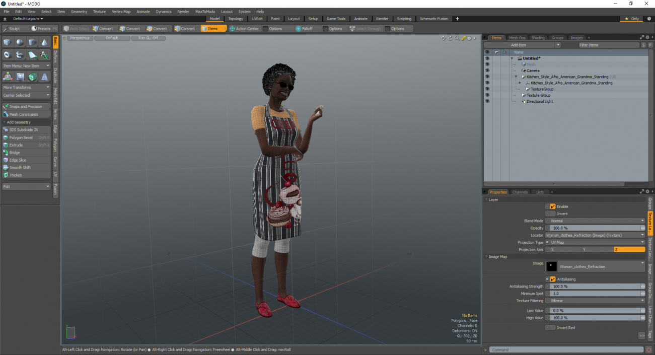 Kitchen Style Afro American Grandma Standing 3D model