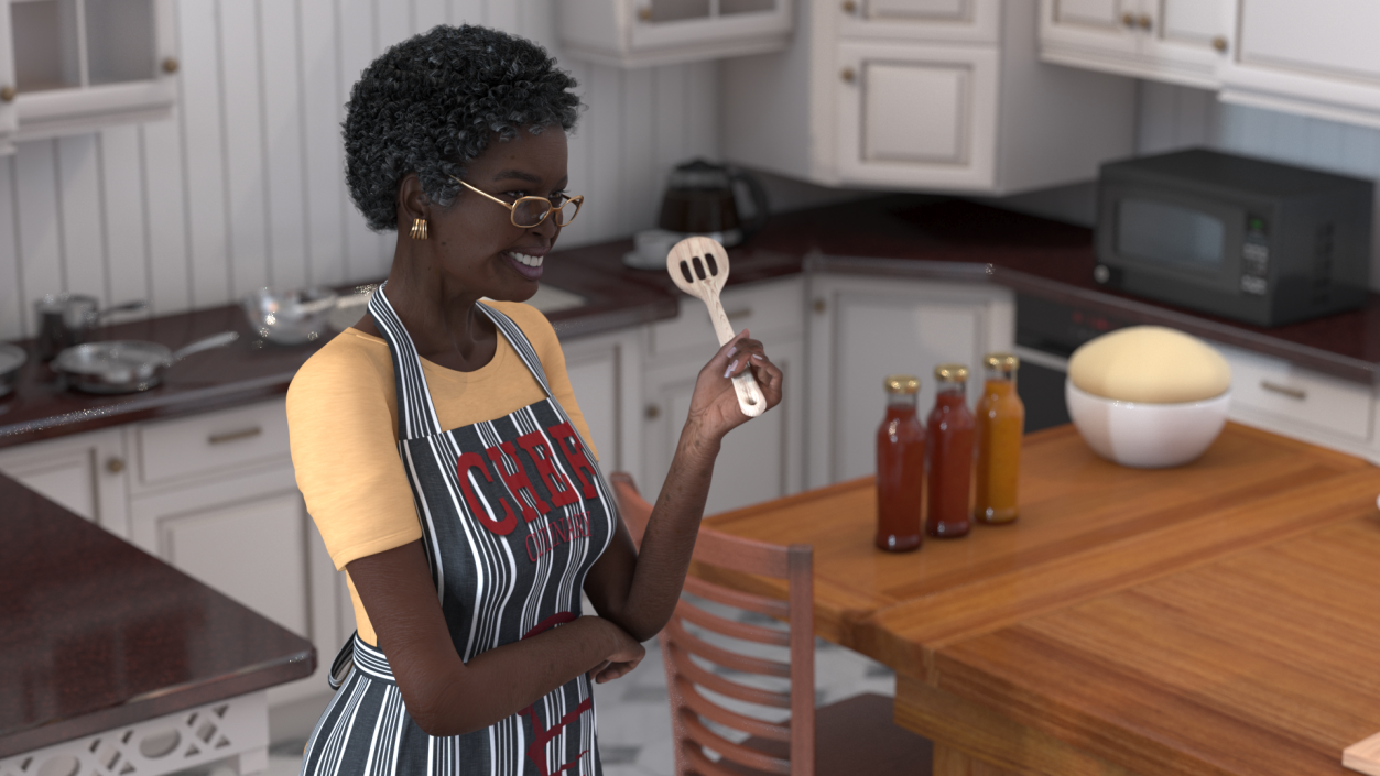 Kitchen Style Afro American Grandma Standing 3D model