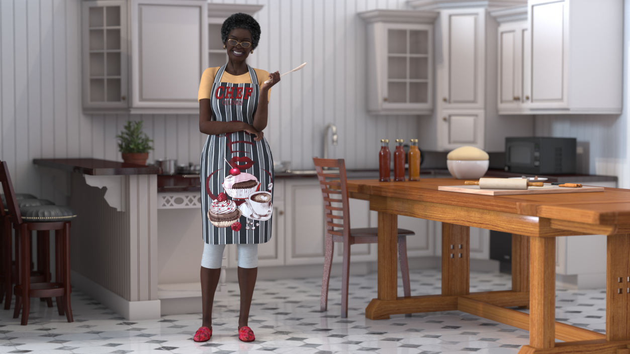 Kitchen Style Afro American Grandma Standing 3D model