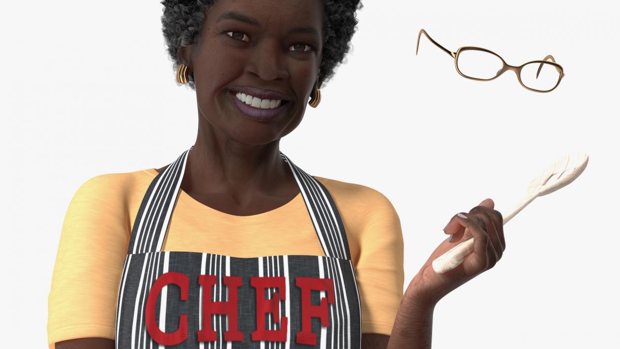 Kitchen Style Afro American Grandma Standing 3D model