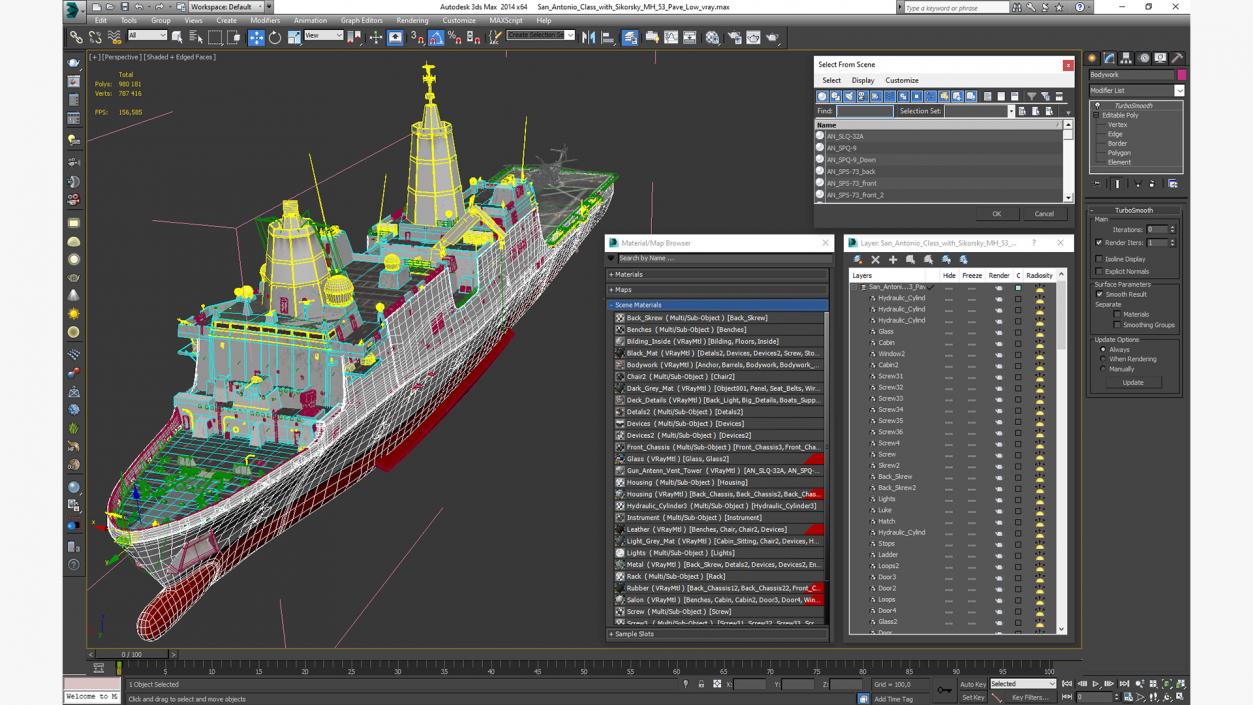 3D San Antonio Class with Sikorsky MH 53 Pave Low